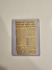 Giants Reds 1920 Box Score Panel Jimmy Ring Rube Benton Jake Daubert Ross Youngs