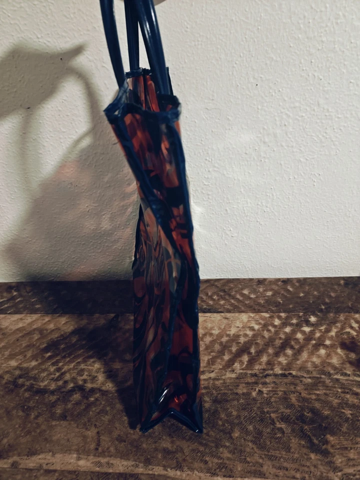 Vtg 60s 70s Shopping Tote Bag Vinyl Plastic Flower Power MCM Psychedelic - Image 4 of 4