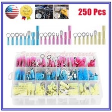 250x Heat Shrink Wire Connectors Electrical Ring Fork Spade Crimp Terminals Kit