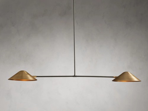 Simms Linear Chandelier Light-Antique Brass Chandeliers Mid-Century Modern