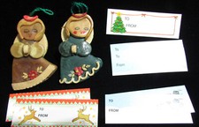 Lot of 2 Vintage Handmade CLAY DOUGH ANGELS CHRISTMAS Tree ORNAMENTS Xmas Decor