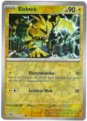 Pokemon Karte | Elektek 125/165 | Deutsch | REVERSE HOLO | NM | 151