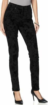 DG2 Diane Gilman Virtual Stretch Novelty Skinny Jean Black 8