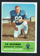 1962 Fleer Football Card #55 Ed Hussman-Houston Oilers Ex Mint Card