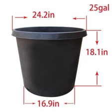 5X 25gallon Black Plastic Heavy Duty Pot Premium Nursery Plant Container Garden