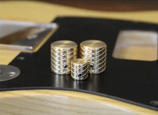 Double Helix Flat Top knob set of 2 with switch tip, Solid Brass