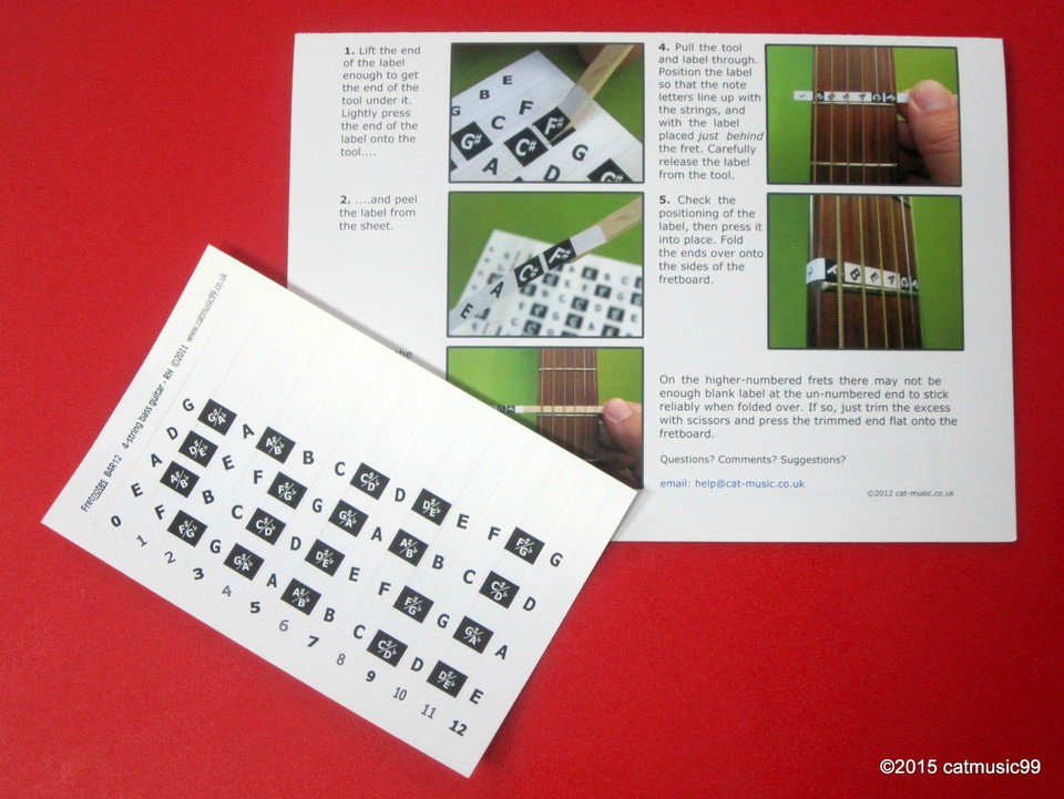 Bass Guitar Fretboard Note Labels Fret Stickers + Online Lessons ...