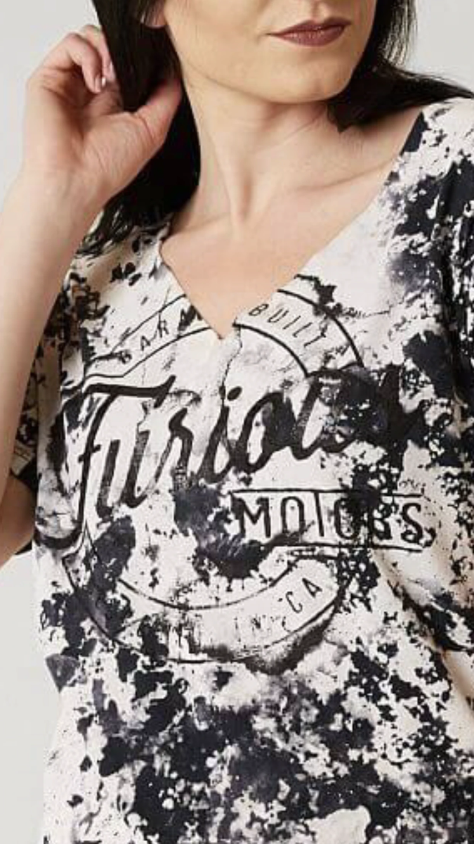 AFFLICTION Donna T-shirt Wild Motors – Maglietta Biker Grigia