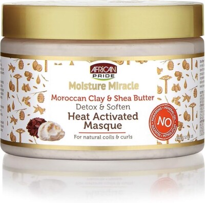 AFRICAN PRIDE MOISTURE MIRACLE MAROCCAN CLAY & SHEA BUTTER MASQUE 12OZ/340g