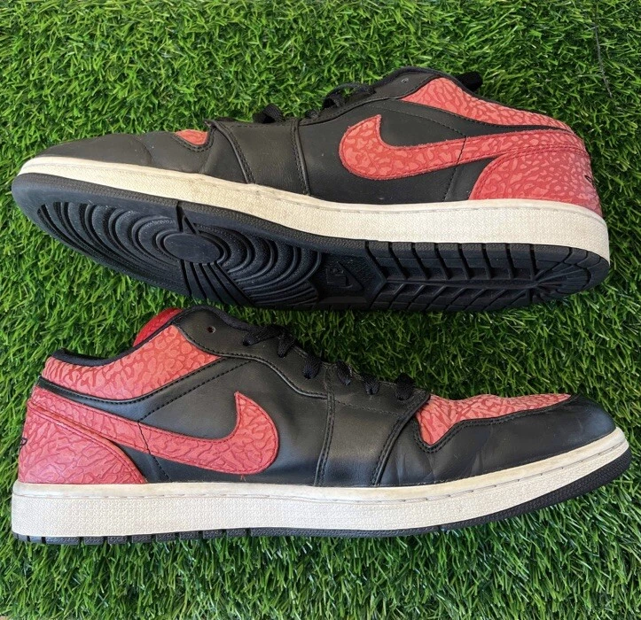 Nike Air Jordan 1 Retro Low Bred Elephant Print Red Size 15 Sneakers 553558-013 - Image 4 of 4