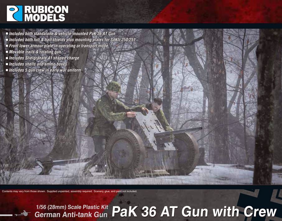 Rubicon Models Pak 36 At Gun With Crew 280057 1:56 Model Kit