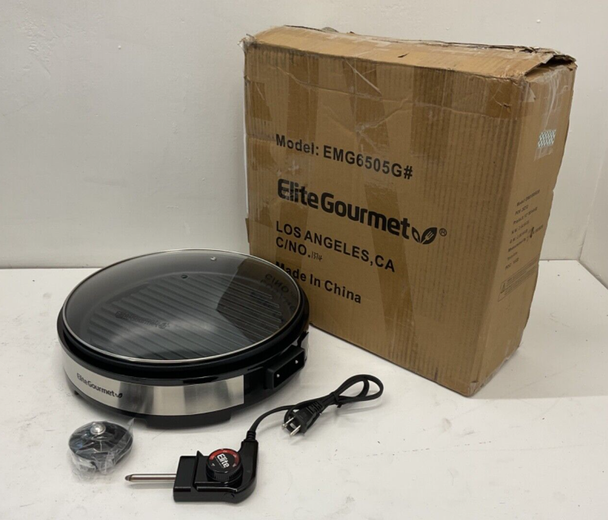 Elite Gourmet EMG6505G Smokeless Indoor Electric BBQ Grill with Glass Lid, Dishw eBay