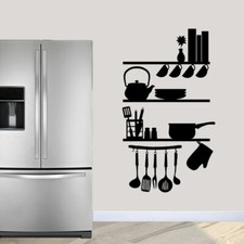 Kitchen Shelves Utensils Wall Decal - Kitchen, Dining Room, Wall Art, Sticker