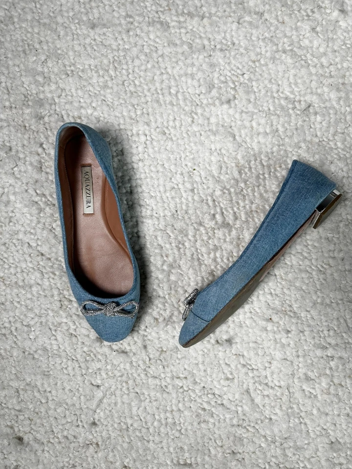 Pisos planos de ballet Aquazurra Parisina con lazo de cristal talla 37,5 azul Foto 2 de 4