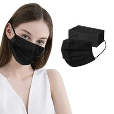 100 PCS Disposable Face Mask Non Medical Surgical 3 Ply Ear loop Black Masks