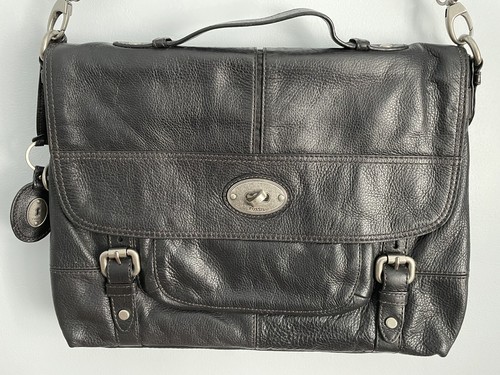 Fossil Black Leather Laptop Bag | eBay