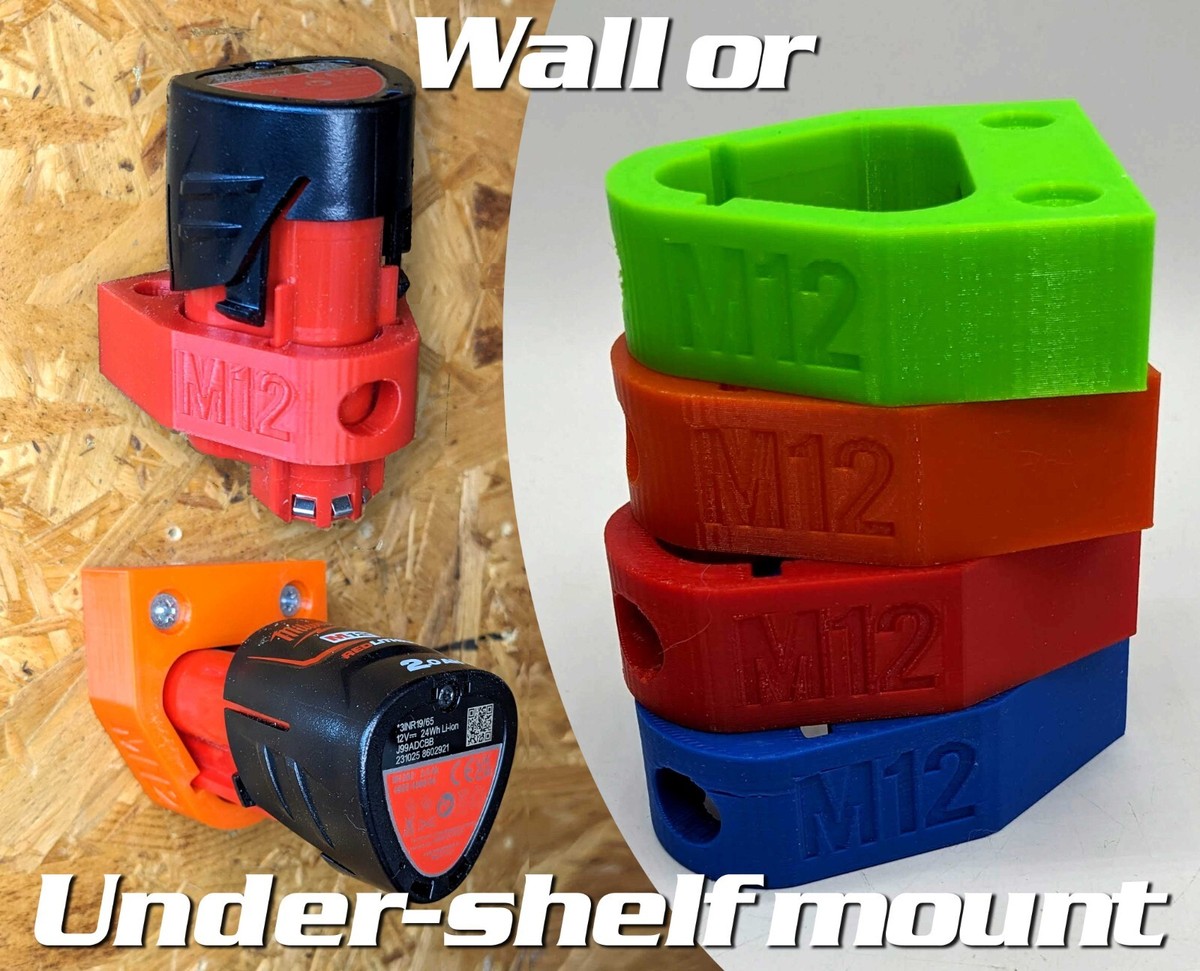 Single Battery Milwaukee M12 12v Wall Mount -Fits 3AH 4AH 6AH