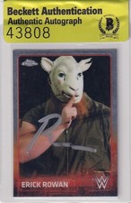 Erick Rowan Signed 2015 Topps Chrome WWE Card #27 BAS COA AEW Redbeard Autograph