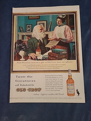 Vintage 1962 OLD CROW Bourbon  Whiskey Alcohol Liquor  Print Ad