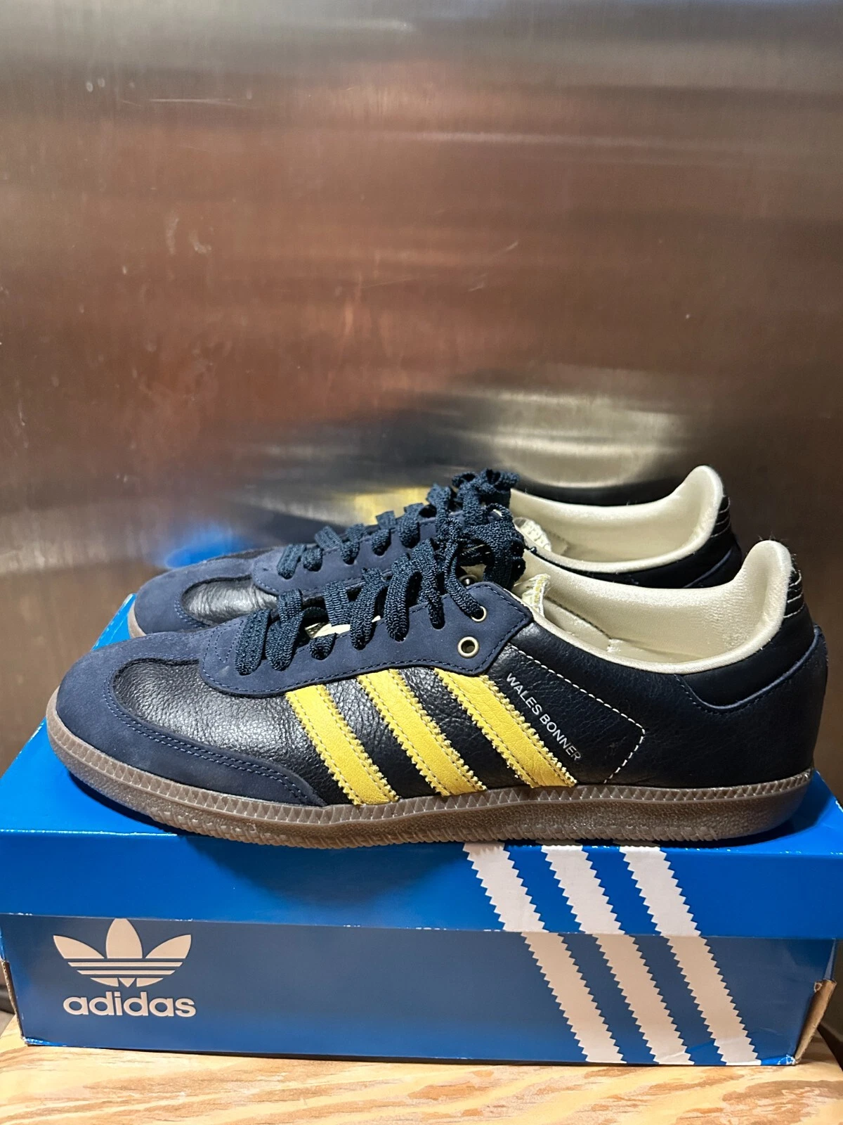 Size 9.5 - adidas Wales Bonner x Samba Collegiate Navy Yellow