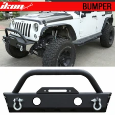 Fits 07-17 Jeep Wrangler JK Front Bumper Winch Plate W/Fog Light Housing Texture