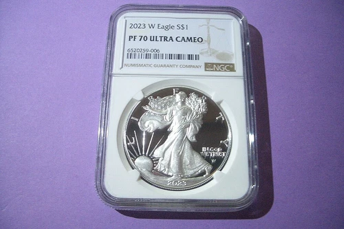 2023 W SILVER AMERICAN EAGLE  NGC PF70 ULTRA CAMEO W/COA&MINT BOX  BROWN LABEL
