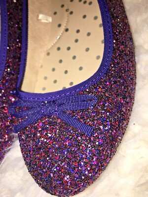 BALLET FLATS GLITTER PINK PURPLE BARBIE BOHO DISCO PIXIE FAIRY FESTIVAL NEW! 6/7