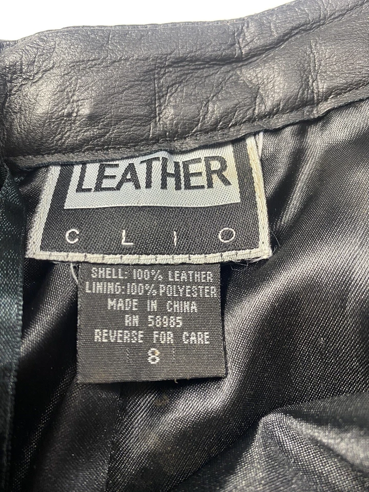 Pantalones Clio VINTAGE de cuero negro tiro alto pierna recta talla 8 Foto 4 de 4