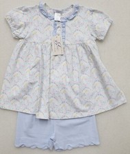 ISHTEX GIRL'S SCALLOP HEM SHORTS TUNIC SET 2 PIECE BLUE CHOOSE SIZE 6, 6X, 10