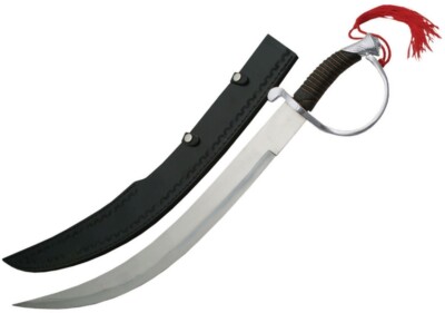 Pirate Sword 17'' Stainless Blade Black Synthetic Wire Wrapped Handle 901110SL