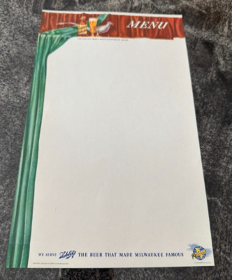 I) VINTAGE SCHLITZ BEER PAPER MENU INSERT SHEET SCHLITZ BREWING CO MILWAUKEE WI