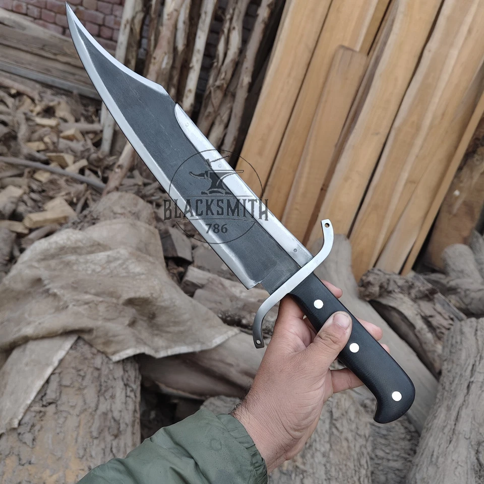 Cuchillo Jim Bowie 20" Hecho a Mano 12C27 Acero Fultang Cuchillo Histórico Mango Micarta Foto 4 de 4