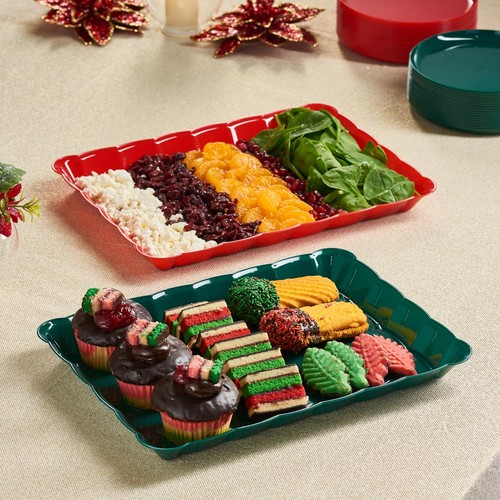 Plastic Serving Trays Serving Platters Rectangle 9x13 Disposable Party Dish Chri - Picture 3 of 7