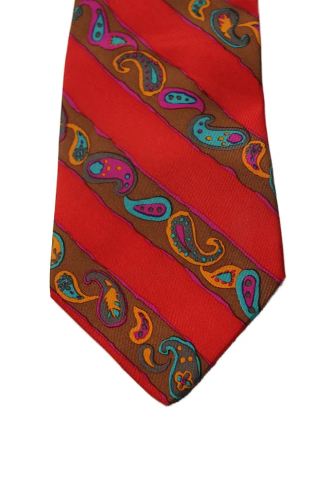 Christian Lacroix Mens Silk Colorblock Paisley Printed Tie Multicolored Size 56" - Image 2 of 2