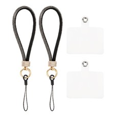 2 Pcs Phone Lanyard, Detachable Wrist Strap Glitters, Black