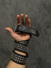 Black Pyramid studded leather belt Y2K alternative Emo Goth