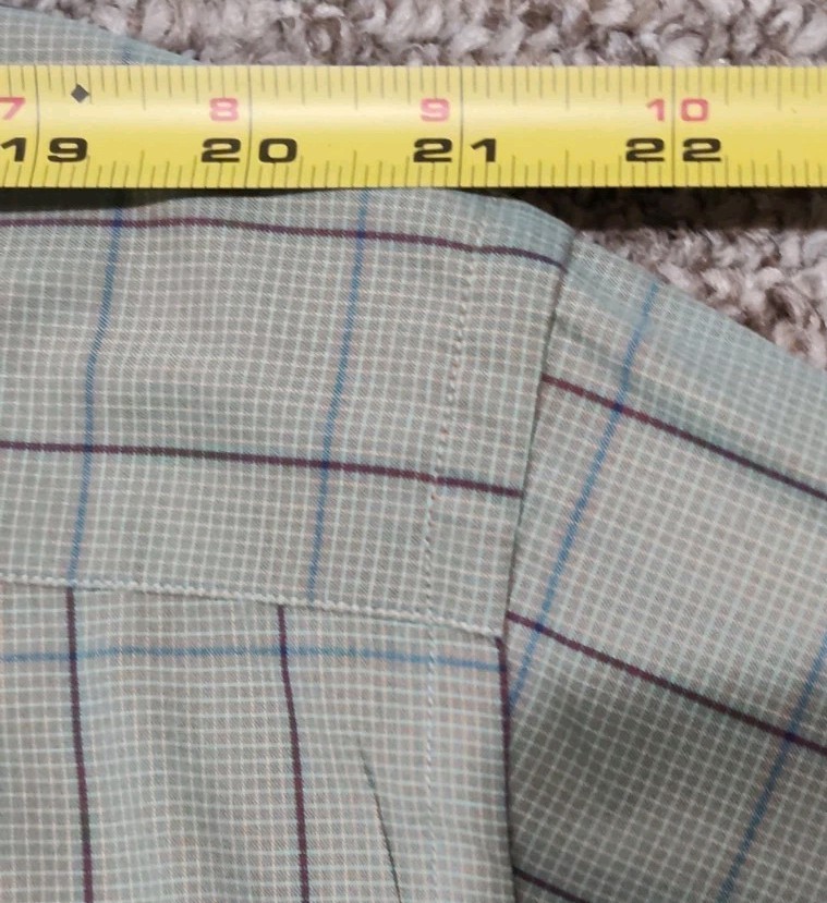 Brioni Dress Shirt Men's XL Cotton Sage Green Full Cut Windowpane Check Italy