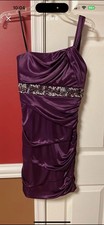 Elegant Purple Shiny Evening Cocktail Dress With Jewels Size Medium