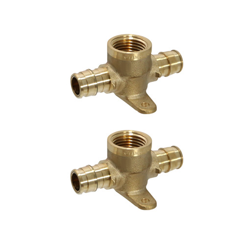 2 Pack XFITTING 1/2" Pex A Female Tee w/ Drop Ear, Female NPT