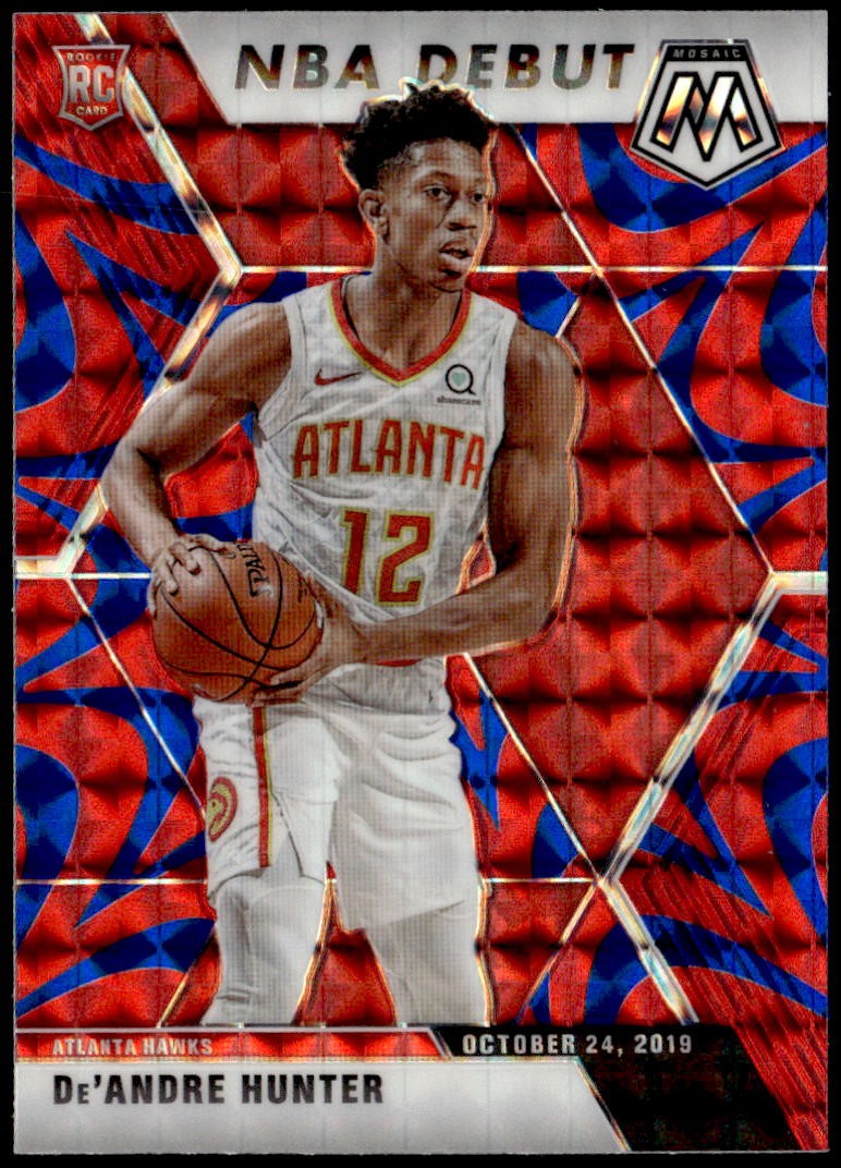 2019-20 Panini Mosaic #266 De'Andre Hunter Reactive Blue Rookie E1