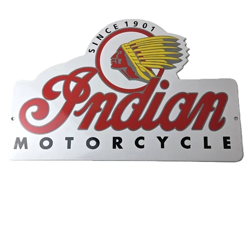 Vintage Indian Motorcycles Sign - Gas Pump Service Station Dealer Porcelain Sign