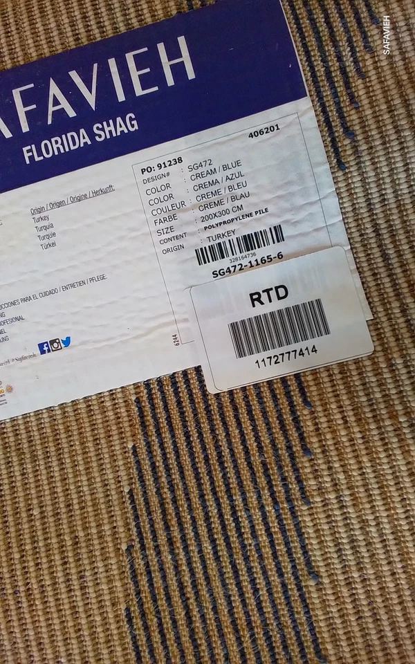 Alfombra CREMA/AZUL 6'-0" x 9'-0" defecto, precio reducido 1172777414 SG472-1165-6 Foto 4 de 4
