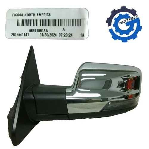 New OEM Mopar Left Side Chrome Tow Mirror Heated for 2023-24 RAM 1500 68611801AA