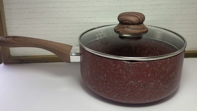CS KOCHSYSTEME Non Stick Aluminum Red Granite 3 Quart Saucepan Made In Germany