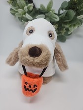 Halloween Ghost Dog Toy 8" Plush Trick or Treat Puppy Squeaky  Crinkle Pet Toy