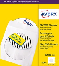 Avery 279880 SL1760-100 Paper Sleeves for CDs and DVDs with Clear Window, 100 Sl