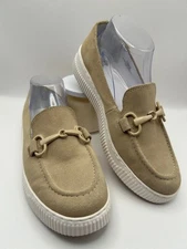 Sofft  Women's Boat Shoes Suede Leather Horsebit Accent Tan Size 8.5M NEW