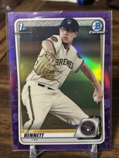 2020 Bowman Chrome 1st Purple Refractor BCP-140 Nick Bennett #/250 Brewers card