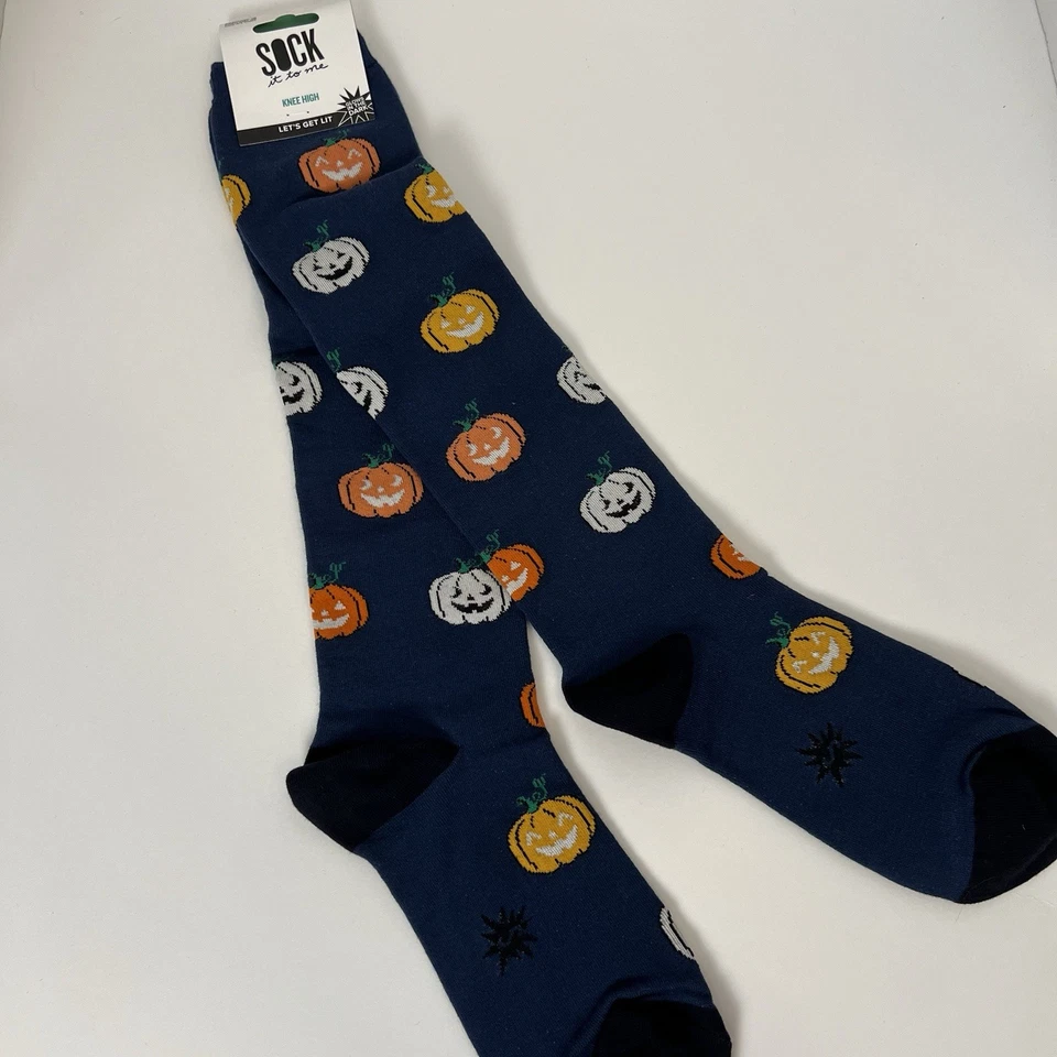 Calcetín hasta la rodilla - Vamos a encender - Brilla en la oscuridad Calabazas Otoño Halloween Foto 2 de 4