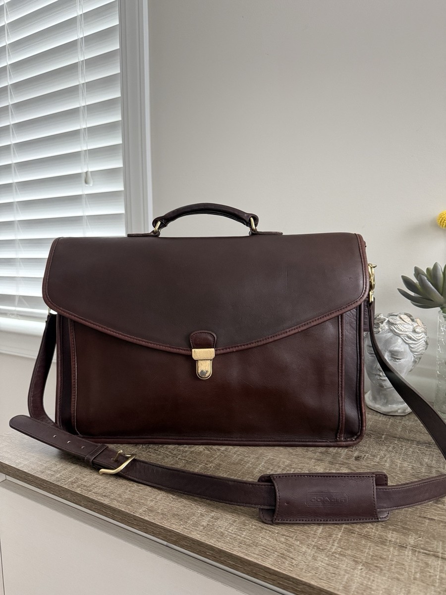 Vintage COACH Morgan Briefcase 5267 Mahogany With Brass Touch lock
